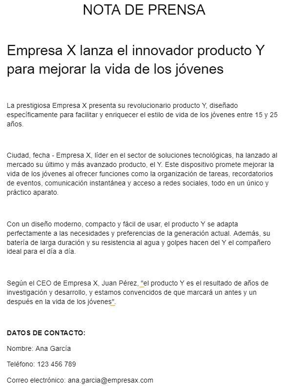 Nota de prensa ejemplo