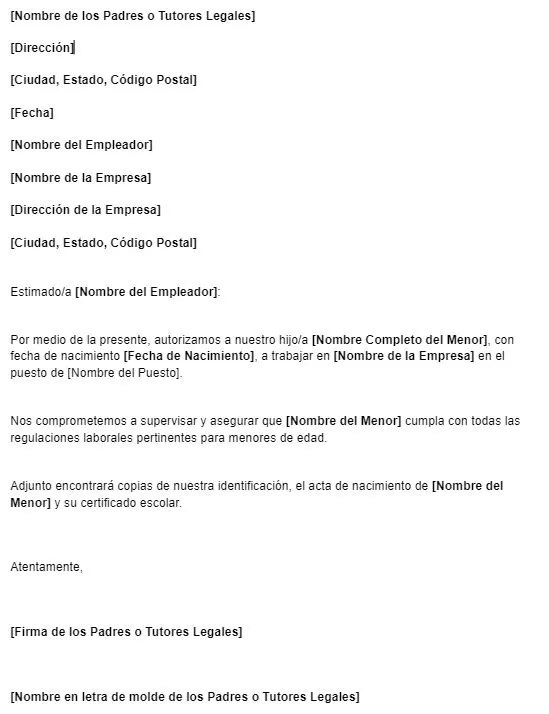 1️⃣ Carta Permiso de Trabajo para Menores de Edad - Reporte de Lectura