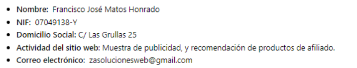 datos aviso legal privacidad para las web