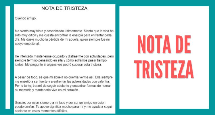 nota de tristeza imprimir